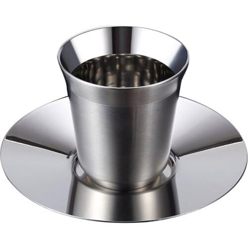 Double Wall Stainless Steel Coffee Mug with base 80ml/160ml Tumbler Coffee Jug Milk Tea Cups Office Water Mugs