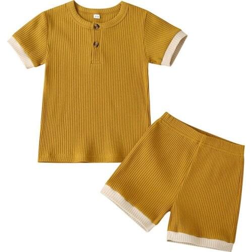 Summer Baby Infant Boys Girls Childrens Suit New Fashion Casual Short-Sleeved Shorts Two-Piece Childrens Clothing Set 2-6 y