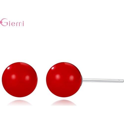 Fashion Fresh 925 Sterling Silver Red Pearl Stud Earring for Women Girl Freshwater Pear Earrings Gift Jewellry Oorbellen