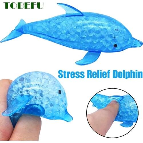 TOBEFU Spongy Dolphin Bead Stress Ball Toy Squeezable Stress Relief Toy Funny Anti-stress Pops It Fidget Reliver Stress Vent Toy