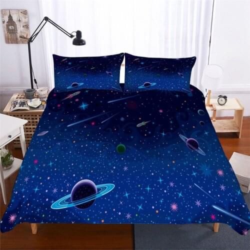 Bedding Set 3D Printed Duvet Cover Bed Set Planet Starry Sky Home Textiles for Adults Lifelike Bedclothes with Pillowcase #ET03