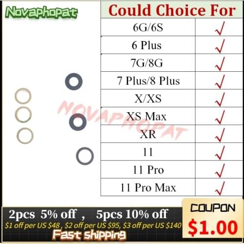 Novaphopat Back Big Rear Camera Glass Lens For Iphone 6 7 8 11 6G Plus X XS Max XR Pro Camera Lens And Adhesive Tape +tracking