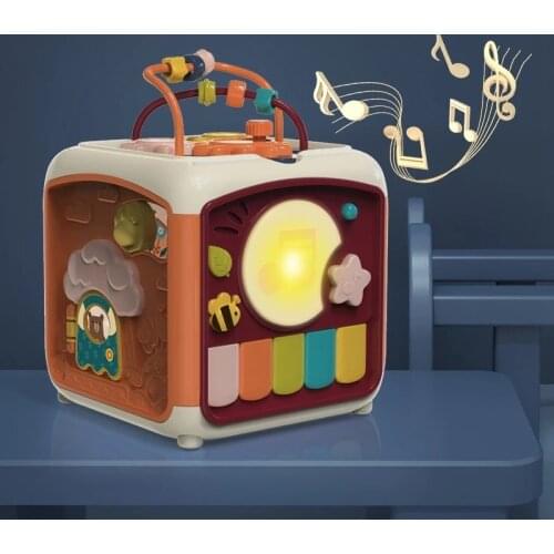 Baby Activity Cube Toddler Toys Educational Toys Square Shape Sorter Musical Toy Bead Maze Counting Discovery Toys Kids Learning