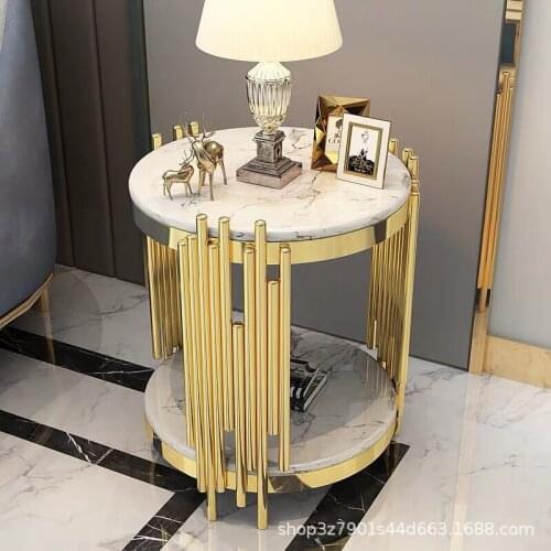 Nordic Light Luxury Side Table Living Room Sofa Corner Table Bedroom Side Cabinet Simple Modern Stainless Steel Small Tea Table