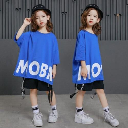 Girls Boys Stage Outfits Hip Hop Clothes Dance Costumes for Kids Jazz Ballroom Dancing T Shirt Pant Children Party Dancewear LJ