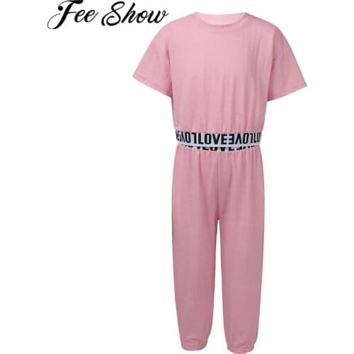 Kids Girls Sportswear Tracksuit Outfits Cotton Short Sleeves Hip Hop Dance Tops With Pants 2Pcs Summer Girls Sets Jazz Costumes