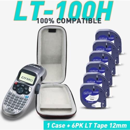UniPlus 6PK LT 12267 Label Tape Fit Dymo Letratag LT-100H Label Printer Case Hard Portable Packing Bag Waterproof Business Case