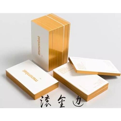 High grade business card gold edged white card concave convex UV stamping business card special paper free design high-end busin