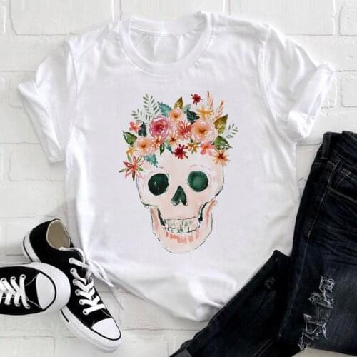 Summer Women Clothing 2021 Skull Graphic T-shirts Short Sleeve Femme O-neck Fashion T-shirt Casual Tee Shirt Ladies