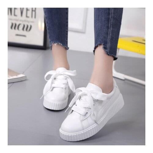 Women White Sneakers 2020 New Spring Summer Fashion Casual Shoes Ladies Lace-up Breathable Walking Women White Platform Flats