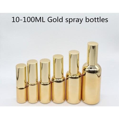 10ml 15ml 20ml 30ml 50ml 100ml gold glass bottle with aluminum sprayer, Essential Oil Spray perfume bottle 200pcs/lot