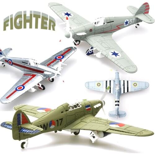 1Pcs Random Color 1/48 Assemble Simulation Fighter Model Toys Building Tool Sets Aircraft Diecast War-II Hurricane Fighter