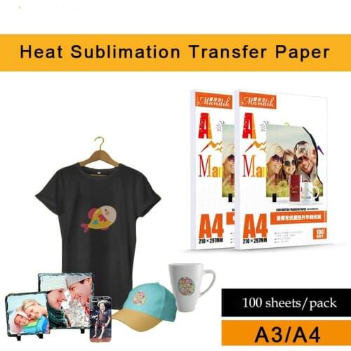 100sheets/bag A3 A4 100 Inkjet Printing Sublimation Thermal Transfer Photo Paper T-shirt Baking Cup Paper Heat Transfer Paper
