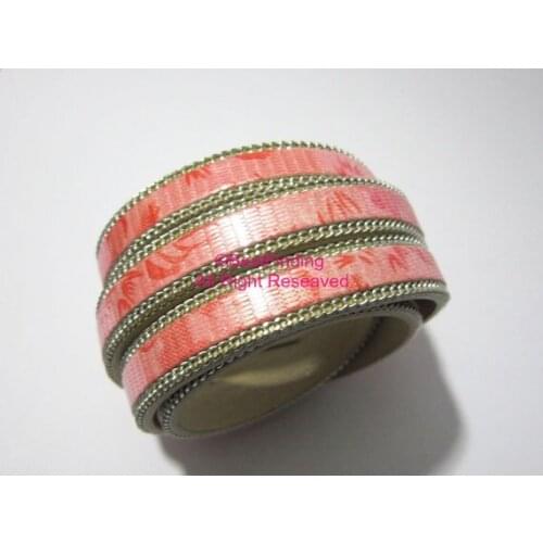 10x2mm shine pink flat leather cord 10mm leather cord with chain