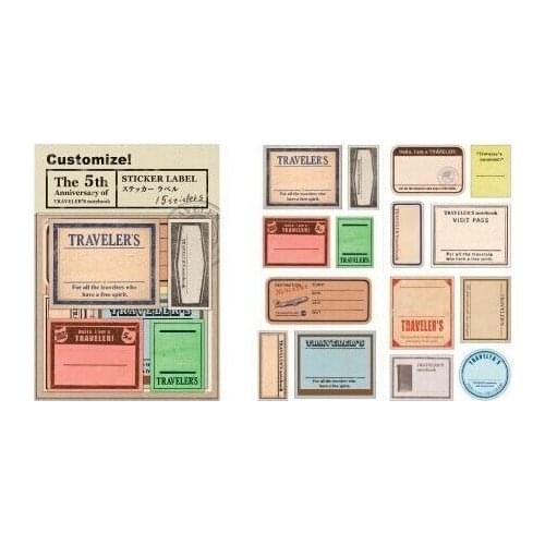 15 pcs/Pack Retro Travelers Notebook Vintage Label Design Travel Stamps Stickers DIY Scrapbooking Paper