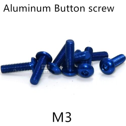 20pcs M3*5/6/8/10/12/14/16mm Dark Blue color Aluminum Hex socket button head cap screw for RC Model screws