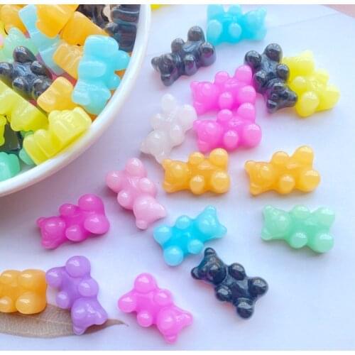 20Pcs New Lovely Bear In Solid Color Flat Back Resin Art Supply Decoration Charm Craft Hair Bow Accessories J60