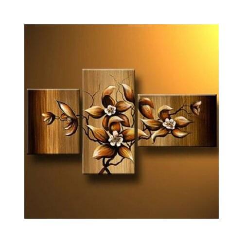 3pcs Hand Painted Canvas Painting-Magnolias Flourishing-Modern Canvas Art Wall Decor-Floral Oil Painting Wall Art