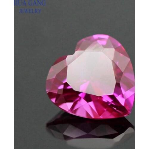 3# Dark Pink Stone Heart Shape Princess Cut Synthetic Corundum Gems stone For jewelry Size 3x3~15x15mm Free Shipping
