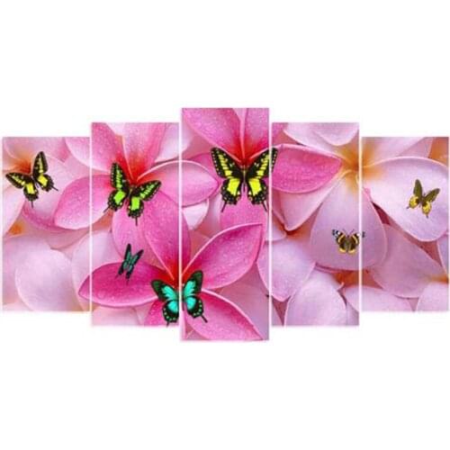 5PCS diamond embroidery butterfly flower diamond painting Cross Stitch full Square drill Rhinestone gift Wedding decoration
