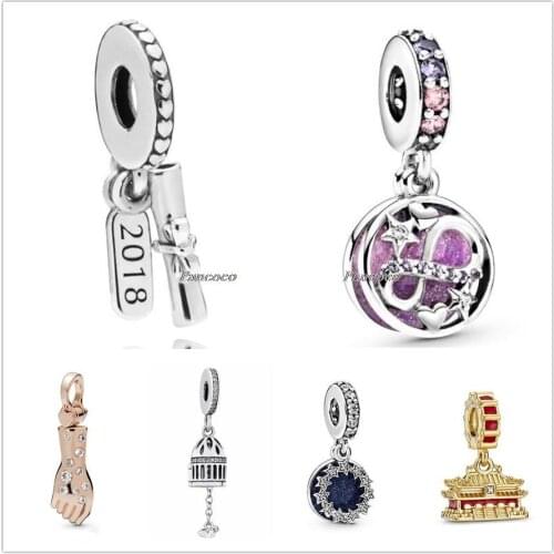 Authentic 925 Sterling Silver Glittering Infinity Hearts & Stars Pendant Charm Bead Fit Pandora Bracelet & Necklace Jewelry