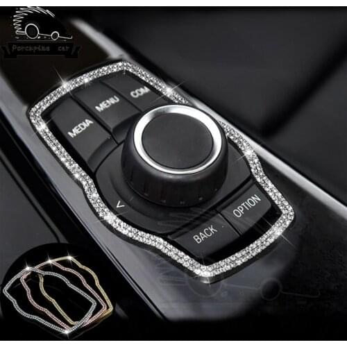 Car Center Console Multimedia iDrive Switch Knob Frame diamond Stickers For BMW F30 F10 F20 F25 F07 X3 X4 X5 X6 1 2 3 5 Series