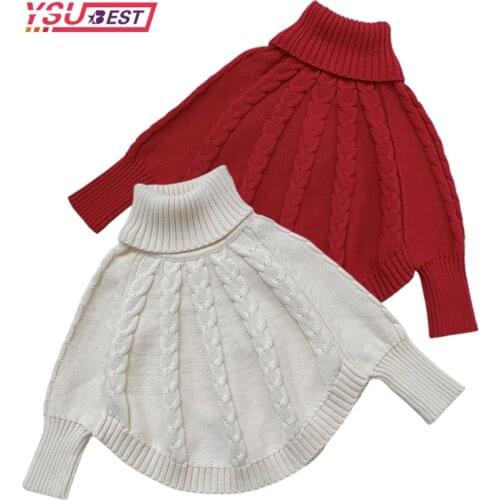 Kids Knit Turtleneck Sweater Cloak 2021 Autumn Winter Kids Girls Long Sleeve Children Clothing Baby Kids Girls Pullover Sweaters