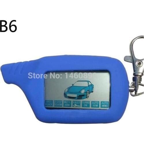 B6 2-way LCD Remote Control Key Fob + Silicone Key Case for Russian Version Two Way Car Alarm System Starline B6 Twage Keychain