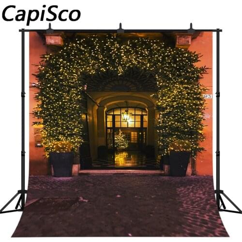 Capisco Winter Christmas Photography Background Glitter Tree Outdoor Street Backdrops Xmas Birthday Party Photo Banner Props