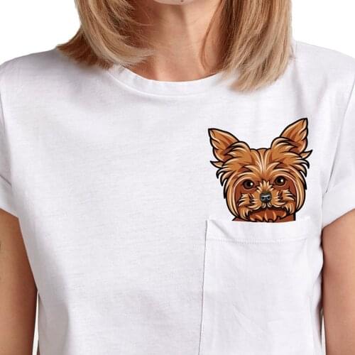CLOOCL Cotton T-Shirt Griffon Dog with The Middle Finger Funny Pocket T-shirt Fashion Casual Hip Hop Cotton Tees Tops Clothes