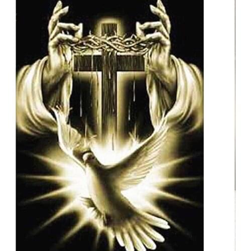 Peace pigeon cross DIY Diamond Painting Christian Decor Mosaic Cross Stitch Religious diamond Embroidery God Diamond Art