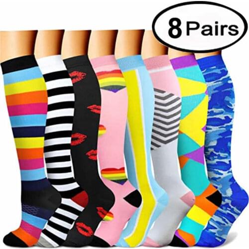 3/6/7/8 Pairs Men Women Gift Compression Stockings Sports Wear Climbing Travel Running Nursing Must Have Prevent Varicose Veins