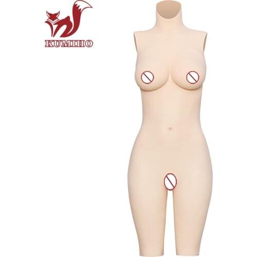 KUMIHO 5G D Cup Silicone breast 5-point Half Bodysuit Silicone Boobs Crossdress Male to Female Transsexual Cosply Transgender