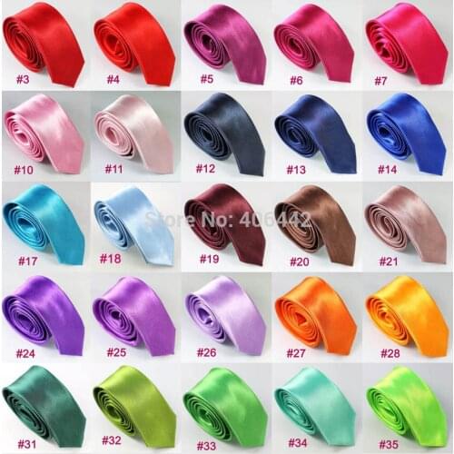 Lot 10 Pieces of Solid Color 2" Polyester Thin Skinny Ties Narrow tie Slim Casual Formal Necktie Gravatas cravate No. #41 to #48