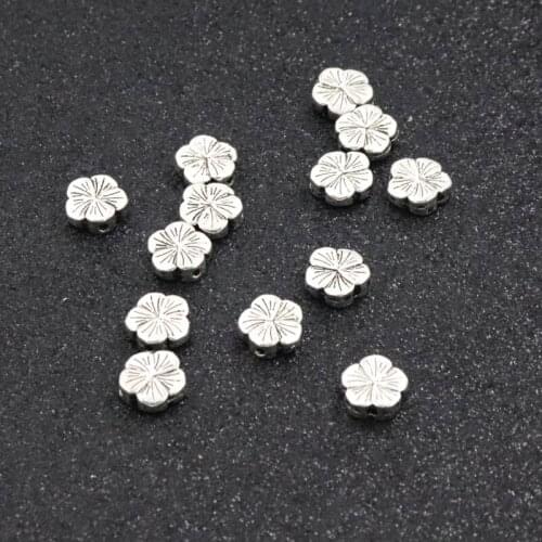 20Pcs Size 9.5mm Hole 1mm Antique Color Flower Metal Beads For Jewelry Making Handmade Bracelet DIY Accessories Dropshipping