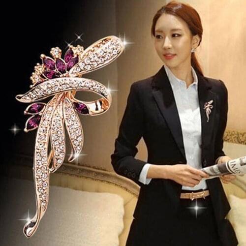 Fashion Elegant Woman Brooches Retro 6.5*2cm Crystal Brooches Pins Fashion Jewelry Clothes Accessories Wholesale