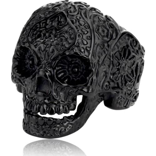 Stainless steel punk biker skull skeleton ring men fashion trendy ring