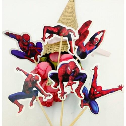 24pcs Spiderman Cake Dessert Inserted Card Prod With Picture Cake Decoration Card Cupcake Picks Kid Birthday Party Decoration