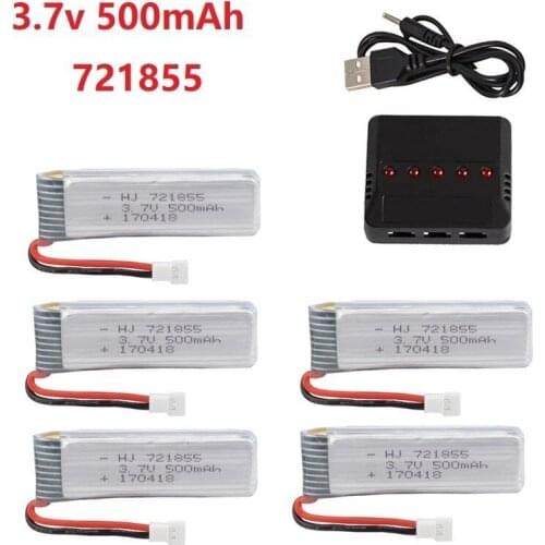 5 in 1 Battery Charger Sets with 5pcs 3.7V 500mah lipo battery For JJRC H37 T37 JJRC E50 for SYMA X5HC X5HW RC Quadcopter Parts