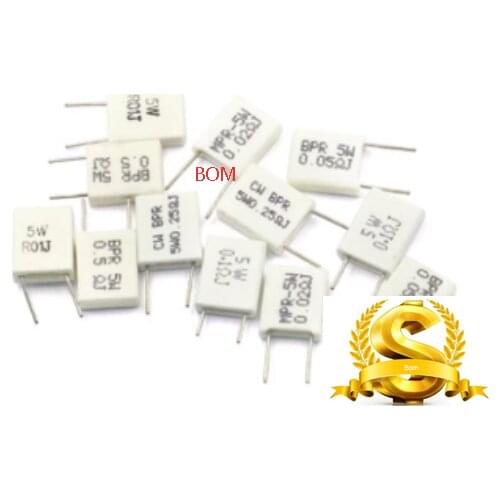 10pcs BPR56 5W 0.001 0.1 0.15 0.22 0.25 0.33 0.5 ohm Non-inductive Ceramic Cement Resistor 0.1R 0.15R 0.22R 0.25R 0.33R 0.5R