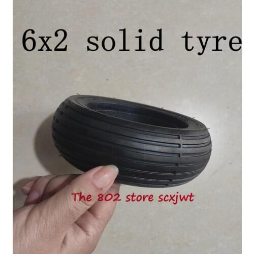 Newest 6x2 Solid Tyre 6 Inch Tubeless Tire for Electric Scooter ,Wheel Chair Truck, Electric Balancing Accessory