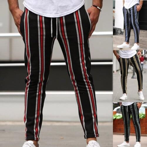 Autumn and Winter New Hot Sale Mens Multi-color Stripes Slim Casual Sports Pants All Match Fashion Trousers