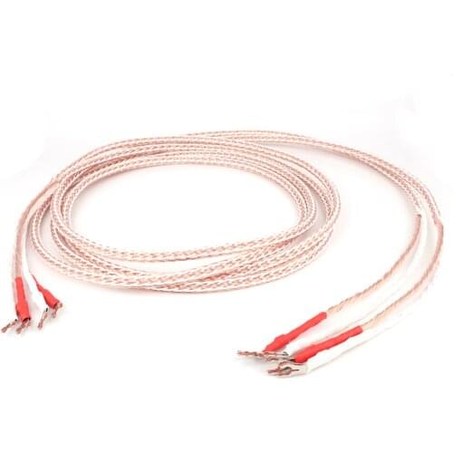 Pair 12TC Hifi Speaker Cable High Quality Pure OCC Speaker Wire With Spade Plug Audiophile speaker cable