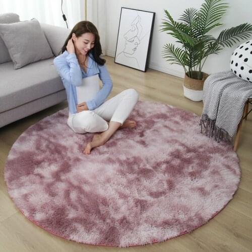 Plush round carpet Japanese-style bedroom living room hanging basket yoga rug home Nordic floor mat dyed variegated carpet