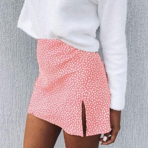 Sagace pink slim print split short skirt womens sexy high waist short skirt with hip wrapped casual spring and summer