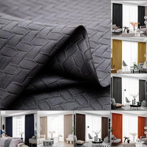 Morden Fashion Black Color Blackout Window Curtains for Bedroom Treatment Living Room Blinds Ready Made Drapers Shading Kitchen