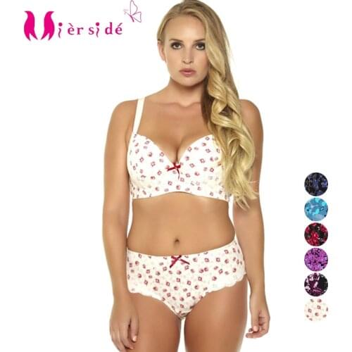 Mierside 955 Hot Sale Women Sexy Underwear Plus Size Printing Push Up Bra Set Sexy Casual Brief And Bralette Big Size