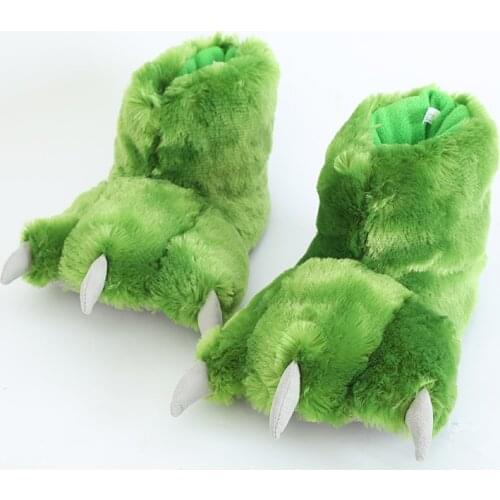 1pc green bear paw warm home shoes Millffy indoor fashion women animal comfortable home soft slippers boy girl gift