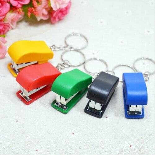 Home Office School Supply Paper Document Book binding Machine Tool Gifts Cute Mini Keychain Stapler For Color Random Wholesale