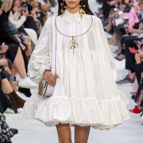 Vintage White Cotton Shirt Dress Women 2021 Spring Summer Ruffles Loose Casual Woman Dress Vestido De Mujer